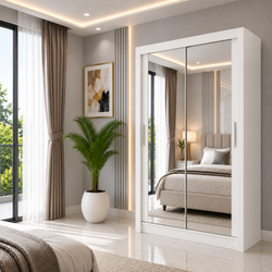 Milan Sliding Door Wardrobe with Mirror – 2 or 3 Doors, Multiple Sizes & Colours, Shelves & Drawers