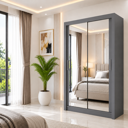 Milan Sliding Door Wardrobe with Mirror – 2 or 3 Doors, Multiple Sizes & Colours, Shelves & Drawers