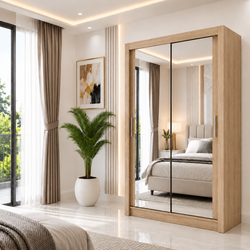 Milan Sliding Door Wardrobe with Mirror – 2 or 3 Doors, Multiple Sizes & Colours, Shelves & Drawers