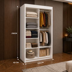 LYON Sliding Door Wardrobe with Mirror – Multiple Sizes & Colours