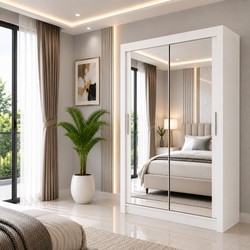 Milan Sliding Door Wardrobe with Mirror – 2 or 3 Doors, Multiple Sizes & Colours, Shelves & Drawers