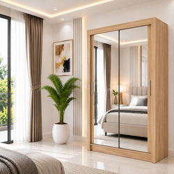 Milan Sliding Door Wardrobe with Mirror – 2 or 3 Doors, Multiple Sizes & Colours, Shelves & Drawers