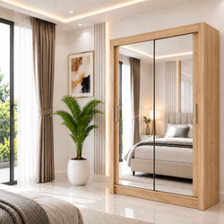 Milan Sliding Door Wardrobe with Mirror – 2 or 3 Doors, Multiple Sizes & Colours, Shelves & Drawers