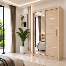 LYON Sliding Door Wardrobe with Mirror – Multiple Sizes & Colours