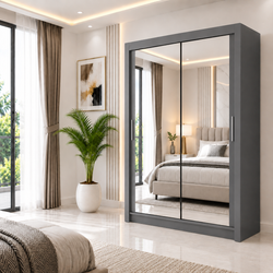 Milan Sliding Door Wardrobe with Mirror – 2 or 3 Doors, Multiple Sizes & Colours, Shelves & Drawers