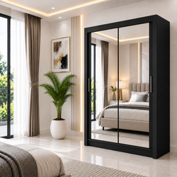 Milan Sliding Door Wardrobe with Mirror – 2 or 3 Doors, Multiple Sizes & Colours, Shelves & Drawers