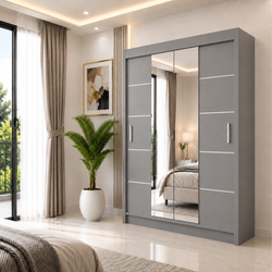 OSLO Sliding Door Wardrobe with Mirror – 2 or 3 Doors – Multiple Sizes & Colours – Shelves, Rails & Drawers