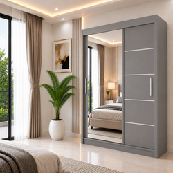 LYON Sliding Door Wardrobe with Mirror – Multiple Sizes & Colours
