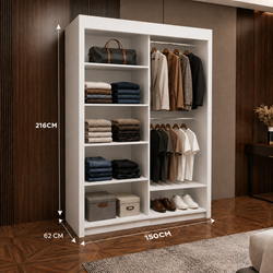 Milan Sliding Door Wardrobe with Mirror – 2 or 3 Doors, Multiple Sizes & Colours, Shelves & Drawers