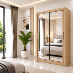 Milan Sliding Door Wardrobe with Mirror – 2 or 3 Doors, Multiple Sizes & Colours, Shelves & Drawers