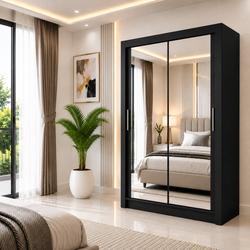 Milan Sliding Door Wardrobe with Mirror – 2 or 3 Doors, Multiple Sizes & Colours, Shelves & Drawers