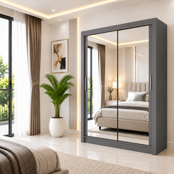 Milan Sliding Door Wardrobe with Mirror – 2 or 3 Doors, Multiple Sizes & Colours, Shelves & Drawers