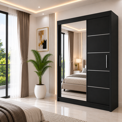 LYON Sliding Door Wardrobe with Mirror – Multiple Sizes & Colours
