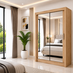 Milan Sliding Door Wardrobe with Mirror – 2 or 3 Doors, Multiple Sizes & Colours, Shelves & Drawers