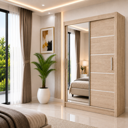 LYON Sliding Door Wardrobe with Mirror – Multiple Sizes & Colours