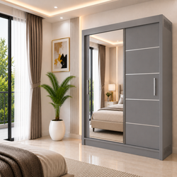 LYON Sliding Door Wardrobe with Mirror – Multiple Sizes & Colours
