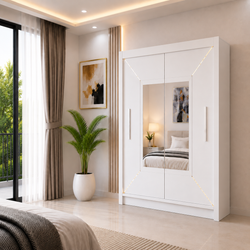 VENICE Sliding Door Wardrobe with Mirror – Multiple Sizes & Colours, Shelves & Hanging Rails