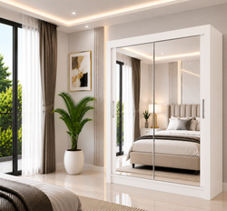 Milan Sliding Door Wardrobe with Mirror – 2 or 3 Doors, Multiple Sizes & Colours, Shelves & Drawers