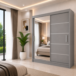 LYON Sliding Door Wardrobe with Mirror – Multiple Sizes & Colours