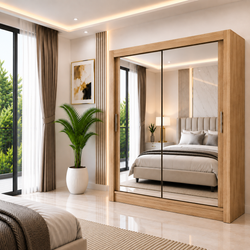 Milan Sliding Door Wardrobe with Mirror – 2 or 3 Doors, Multiple Sizes & Colours, Shelves & Drawers