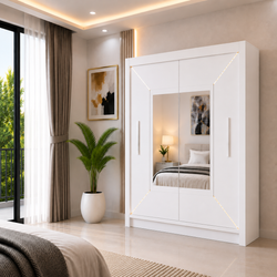 VENICE Sliding Door Wardrobe with Mirror – Multiple Sizes & Colours, Shelves & Hanging Rails