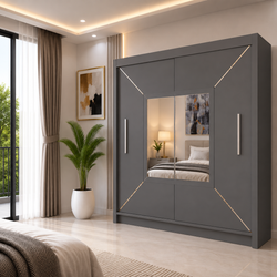 VENICE Sliding Door Wardrobe with Mirror – Multiple Sizes & Colours, Shelves & Hanging Rails