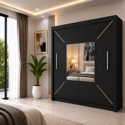 VENICE Sliding Door Wardrobe with Mirror – Multiple Sizes & Colours, Shelves & Hanging Rails