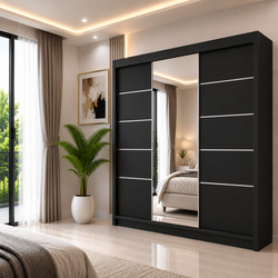 LYON Sliding Door Wardrobe with Mirror – Multiple Sizes & Colours