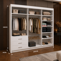 LYON Sliding Door Wardrobe with Mirror – Multiple Sizes & Colours