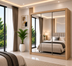 Milan Sliding Door Wardrobe with Mirror – 2 or 3 Doors, Multiple Sizes & Colours, Shelves & Drawers