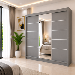 LYON Sliding Door Wardrobe with Mirror – Multiple Sizes & Colours