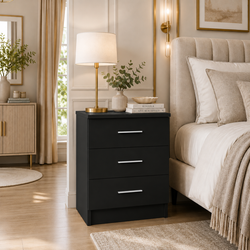 3 Drawer Bedside Table – Compact Nightstand with Storage, Modern Bedroom Furniture, Multiple Finishes