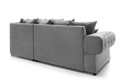 Verona Chenille Corner Sofa – Scroll Arm Tufted Design, 2 & 3 Seater, Chrome Legs