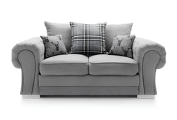 Verona Chenille Corner Sofa – Scroll Arm Tufted Design, 2 & 3 Seater, Chrome Legs