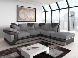 Dino Cord Fabric Corner Sofa with Footstool – 2, 3 Seater or Corner, Soft Corduroy Couch with Bed Option