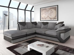 Dino Cord Fabric Corner Sofa with Footstool – 2, 3 Seater or Corner, Soft Corduroy Couch with Bed Option