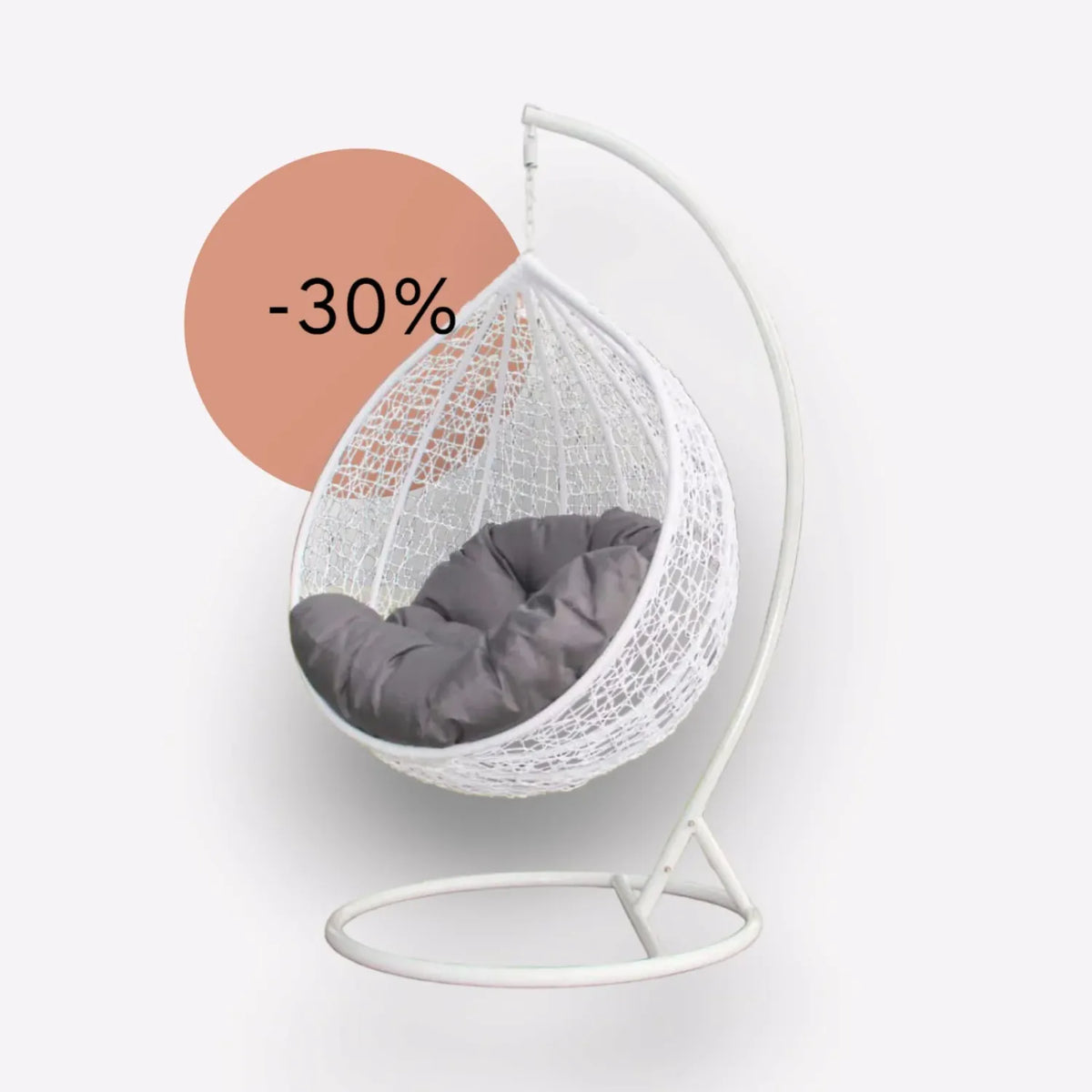 White Wicker Egg Swing Chair – Medium & Large Sizes with Cushions | Indoor & Outdoor Hanging Chair