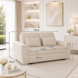 Tokyo 2 Seater Pull Out Sofa Bed – Plush Velvet Fabric
