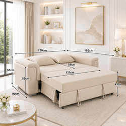 Tokyo 2 Seater Pull Out Sofa Bed – Plush Velvet Fabric
