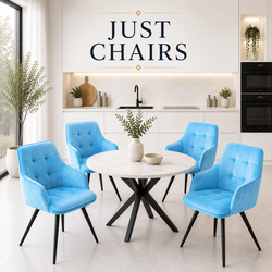 2x Swivel Velvet Dining Chairs – Modern Upholstered Seating with Rotatable Metal Legs – Set of 2