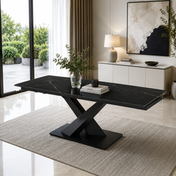 Nordic Rock Extendable Ceramic Dining Table – Sintered Stone Top, Seats 6, Modern Dining Table