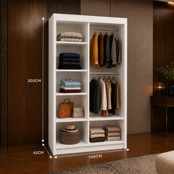 Milan Sliding Door Wardrobe with Mirror – 2 or 3 Doors, Multiple Sizes & Colours, Shelves & Drawers