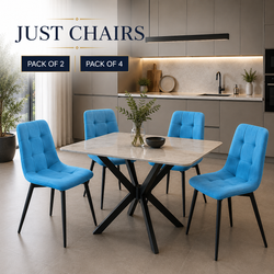 Ava Velvet Dining Chairs – Set of 2 or 4, Swivel Upholstered Chairs with Metal Legs, Modern Design