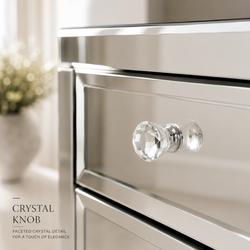Valencia Mirrored 6 Drawer Chest – Silver Glass, Crushed Diamond or Plain Finish, Pre-Assembled