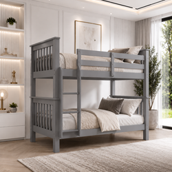 Lily Wooden Bunk Bed with Guest Bed  – Solid Pine Space-Saving Frame – Kids Bedroom Furniture