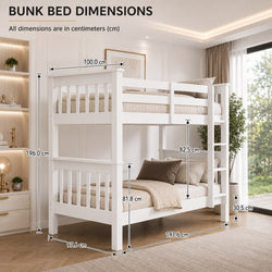 Lily Wooden Bunk Bed with Guest Bed  – Solid Pine Space-Saving Frame – Kids Bedroom Furniture