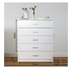 Chester 5-Drawer Chest – Classic Bedroom Storage Unit – Multiple Colours – Pre-Assembled Option Available