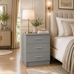 3 Drawer Bedside Table – Compact Nightstand with Storage, Modern Bedroom Furniture, Multiple Finishes